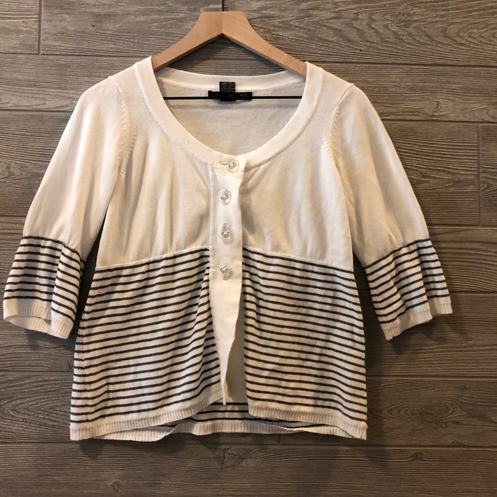 Willi Smith Short Sleeve Striped Cardigan